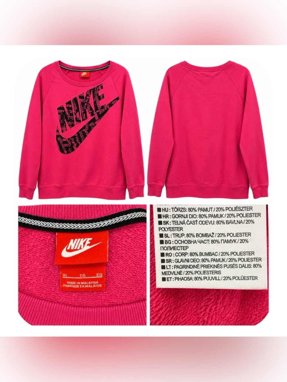 Nike Women’s XL Pink Fuchsia Graphic Logo Crewneck Sweatshirt